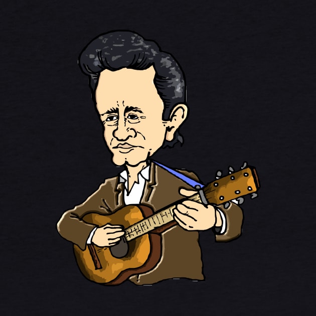 Johnny Cash and Guitar by Tamie